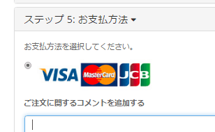 TUMIの偽オンラインショップのクレジットカード欄