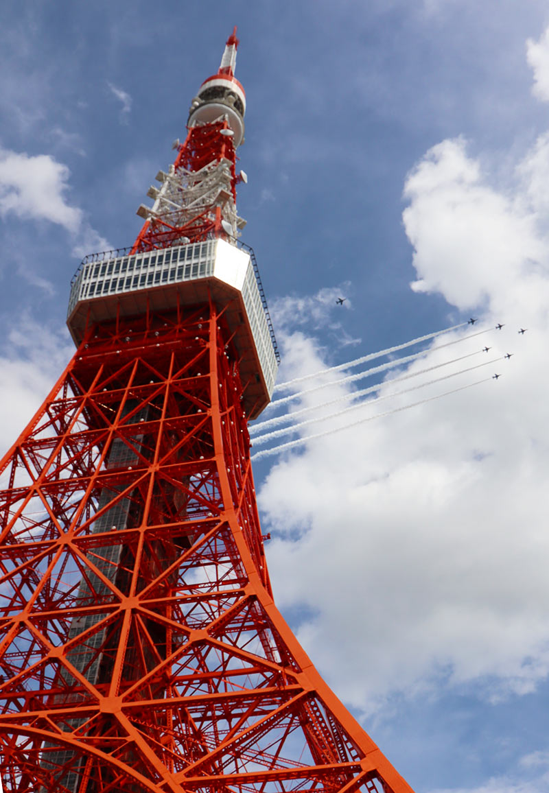 2021年8月24日　ブルーインパルス　予行飛行　東京タワーと